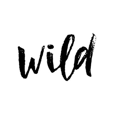 Wild isolated word. Hand calligraphy lettering. Black on white background. Vector illustration. As print, template for graphic design, poster.のイラスト素材