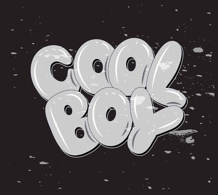 Cool boy hand lettering gray color on chalkboard. Isolated. As template of print, label, icon, banner, sticker poster cardのイラスト素材