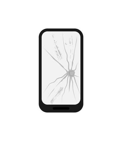 Broken smartphone. Flat design. Vector illustration. Graphic element of design. Icon of cellphoneのイラスト素材
