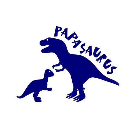 Papa dinosaur with baby dinosaur t shirt print. Silhouette preistoric animal. Vecor illustration.のイラスト素材