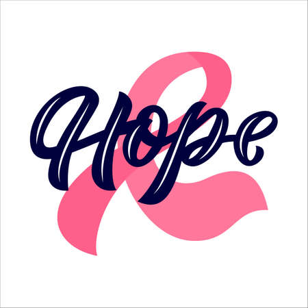 Breast cancer motivational quote Hope with pink ribbon. Awareness symbol.のイラスト素材