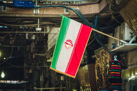 National Iranian flag hanged in gran bazaar of Tehran
