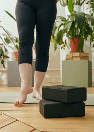 black soft bricks for yoga classes at homeの写真素材