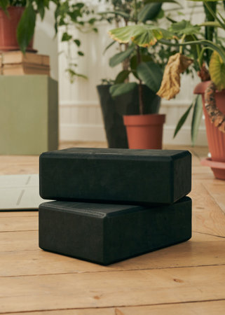 black soft bricks for yoga classes at homeの写真素材