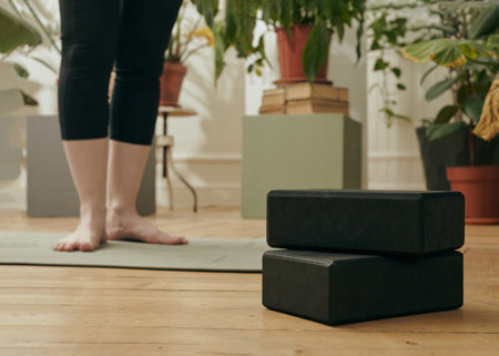 black soft bricks for yoga classes at homeの写真素材