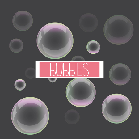 Vector background. Soap bubbles. Grey background.のイラスト素材