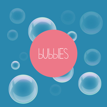 Vector background. Soap bubbles. Blue background.のイラスト素材