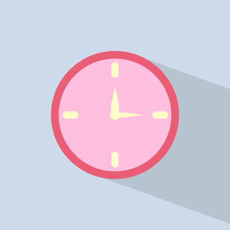 Vector clock in style, flat, pink.