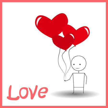 Stick figure with balls. Love.Eps10.のイラスト素材