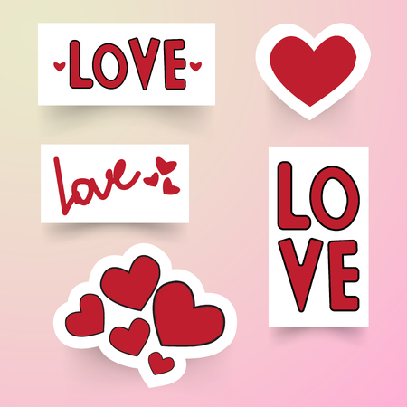 Set of vector love stickers. Stickers for communication. Hearts.Eps10.のイラスト素材
