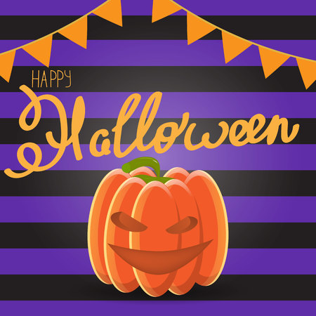 Vector illustration of Happy Halloween. Pumpkin. Checkboxes. Eps10.のイラスト素材