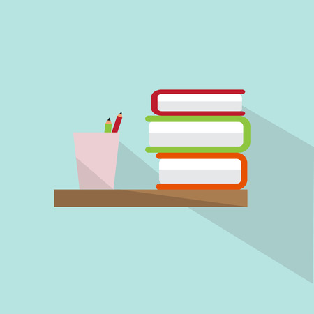 Vector background. Books on the shelf.Eps10.のイラスト素材
