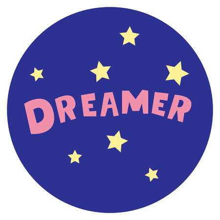 Vector background. Design element. Dreamer inscription with star illustration.のイラスト素材