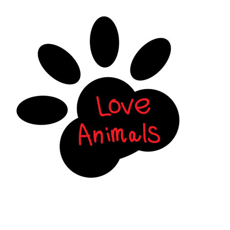 Vector background. Design element. The inscription in the tracks.Love animals. Eps10.のイラスト素材
