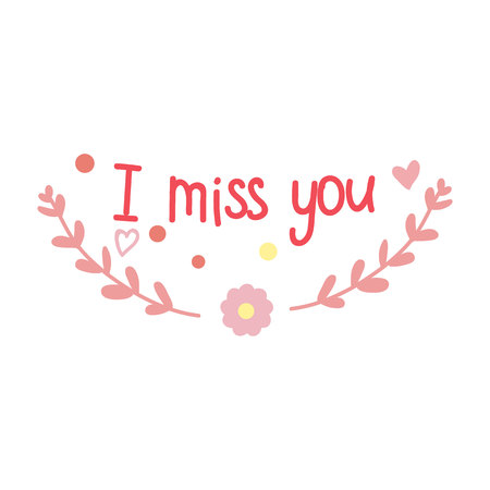 I miss you. Branches. A circle. Hearts. Valentine's day card.Eps10.のイラスト素材