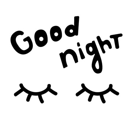 Closed eyes. Good night. Black Design element. Vector element. Eps10.のイラスト素材