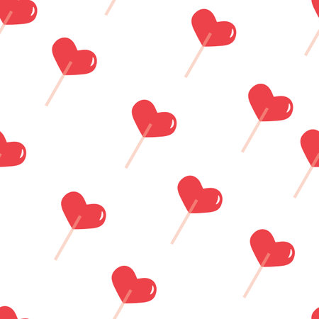 Vector seamless pattern red heart lollipops. Vector lollipops.のイラスト素材