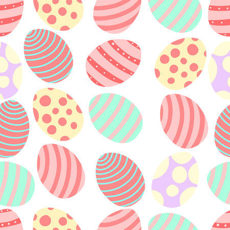 Vector seamless pattern with colored eggs for the Easter holiday.のイラスト素材