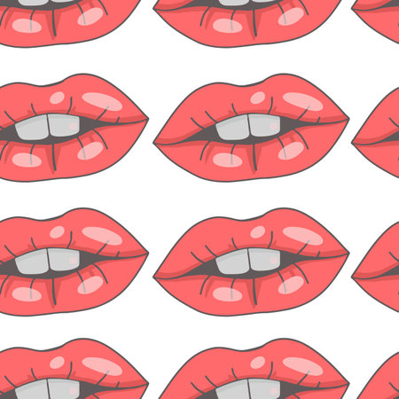 Vector seamless pattern of shiny lips.のイラスト素材