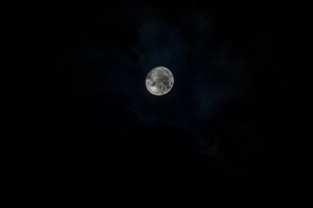 Moon in the night sky. The moon against the dark sky.の写真素材