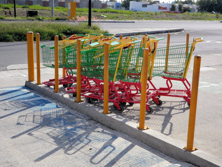 Green  Red Shopping Cartsの写真素材