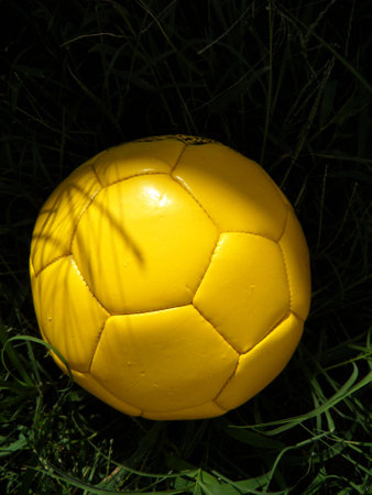 Yellow football ballの写真素材