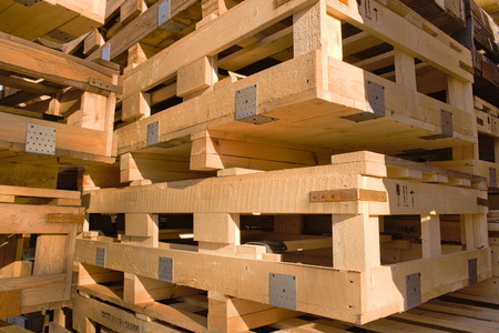 Wooden pallets folded on top of each otherの写真素材