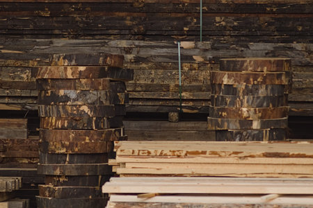 Wooden drives lie stacked in the warehouse