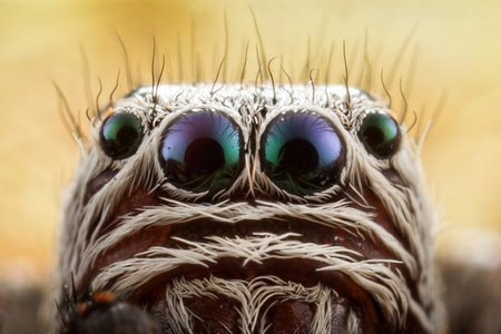 Jumping spider portrait in closeの写真素材