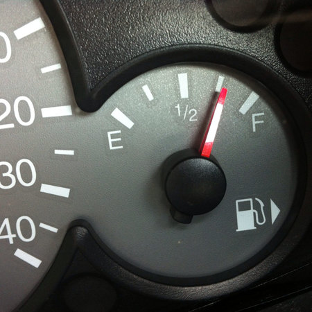 Fuel gauge showing three quarters full