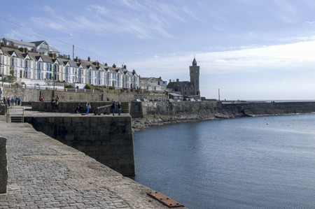 Houses and harbour, Porthleven, Cornwallの写真素材