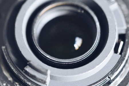 Closeup macro of a clean camera lens