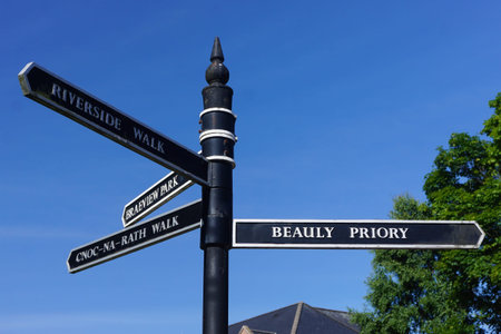 Beauly, County of Inverness, in the Scottish Highlands: Directional signs in English and Scottish...