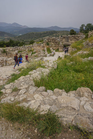 Mycenae, Greece: Tourists visit the archaeological site near Mykines, on the Peloponnese. Mycenae...