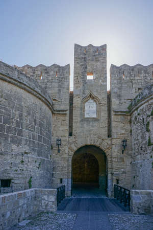 Rhodes, Greece: The Ambrose Gate, one of many towers of the 14th-century Palace of the Grand Master of the Knights of Rhodes.のeditorial素材