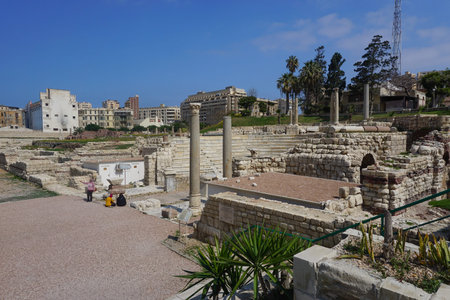 Alexandria, Egypt: Kom el-Dikka, a Polish-Egyptian archaeological and preservation project that has uncovered an ancient city center.のeditorial素材
