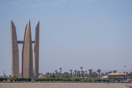 Lake Nasser, Egypt: The monument to Arab-Soviet Friendship (Lotus Flower) and the Visitor's Center...