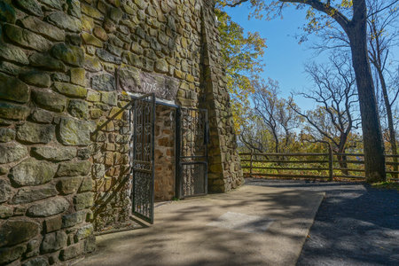 Washington Crossing, PA: The entrance to Bowmans Hill Tower (1931), in Washington Crossing Historic...