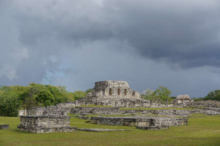 Mayapan, Mexico: The Temple of the Painted Niches in Mayapan, the capital of the Maya in the YucatÃ¡n from the 1220s until the 1440s.のeditorial素材