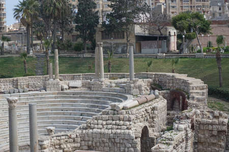 Alexandria, Egypt: The Roman Theater at Kom el-Dikka, a Polish-Egyptian archaeological project that has uncovered an ancient city center.のeditorial素材