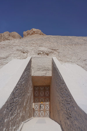 Luxor, Egypt: The entrance to Tomb KV7, the burial place of pharaoh Rameses II in the Valley of the...