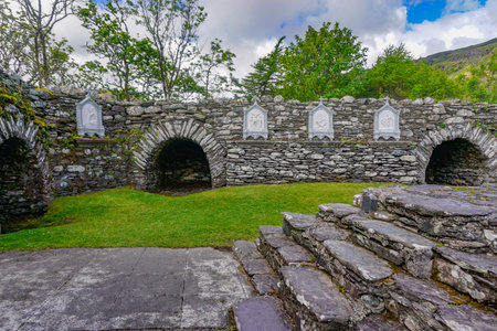 Gougane Barra, Co. Cork, Ireland: Ruins of a hermitage dating from around 1700, in a scenic valley...