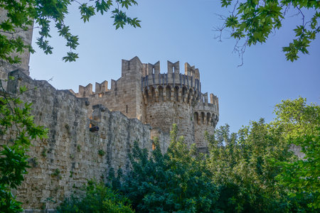 Rhodes, Greece: One of many towers of the 14th-century Palace of the Grand Master of the Knights of Rhodes.の写真素材