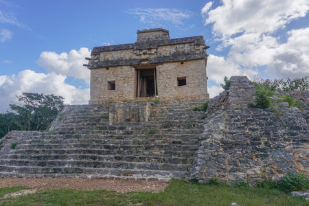 Dzibilchaltun, Yucatan, Mexico: The Temple of the Seven Dolls, named for the effigies found at the...