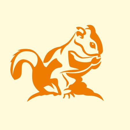 Orange squirrel on the yellow backgroundのイラスト素材