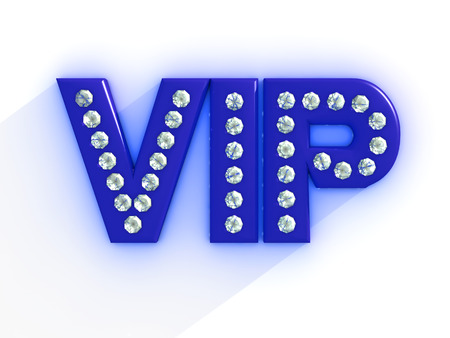 Black letters VIP inlaid with precious stones yellow on a white backgroundの写真素材