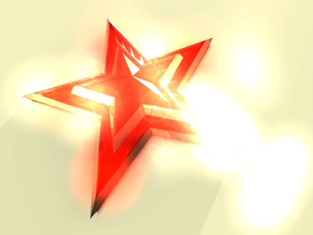 Red star tied on white background. 3D rendering.の写真素材