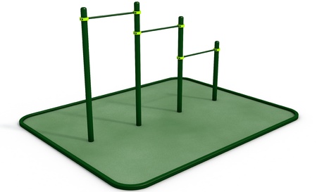 Parallel green bars at sports ground for workout on the white backgroundの写真素材