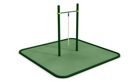 Parallel green bars with rope at sports ground for workout on the white backgroundの写真素材