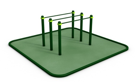 Parallel green bars at sports ground for workout on the white backgroundの写真素材